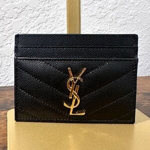 Saint Laurent Matelasse Cassandre Quilted Card Holder - Black